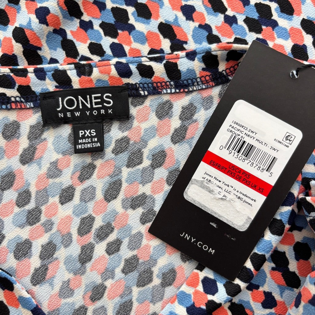 Jones New York Women's Petite Printed Flutter-Sleeve Top NWT