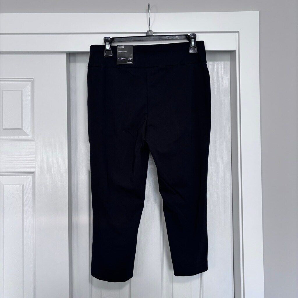 Alfani Women's Black Capri Pull On Dress Pants with Tummy Control NWT