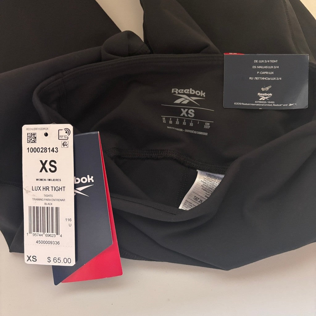 Reebok Women's Extra Small Black Lux High-Waisted Tight Fit Leggings NWT