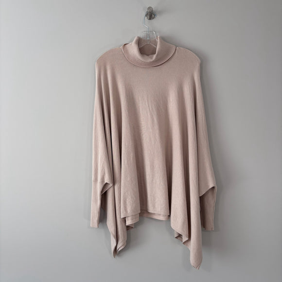 Alfani Women's Light Beige Turtleneck Poncho Sweater NWT