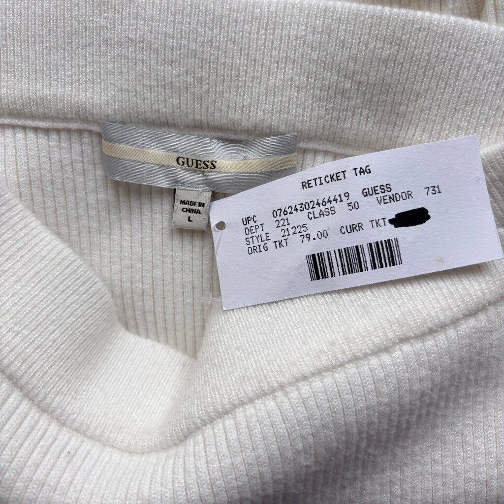 GUESS Women's Large White Tara Knit Sweater Skirt w/ Drawstring Hem NWT