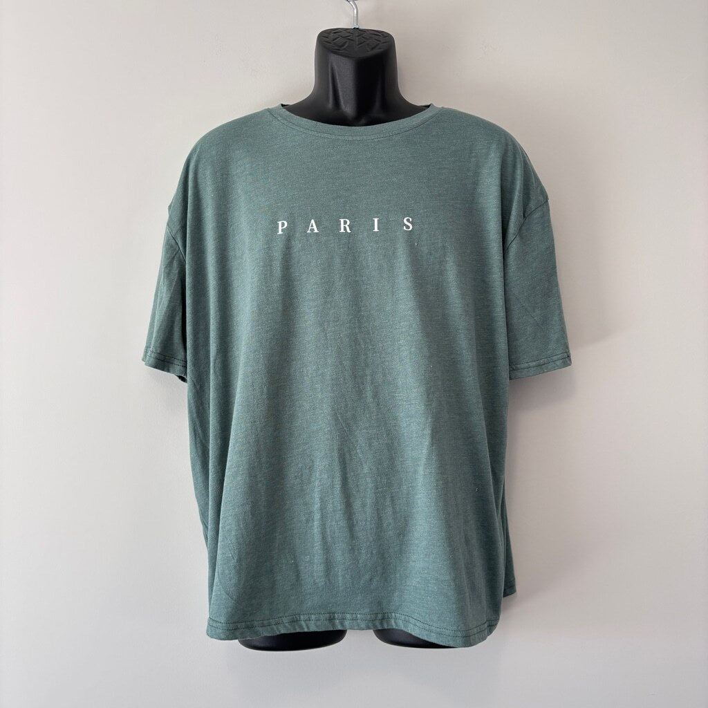 SHEIN Men's Size Large Green Paris Graphic T-Shirt Casual Streetwear Tee NIB