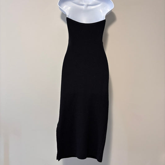 Bar III Women's Size Large Strapless Twist-Detail Black Midi Sweater Dress NWT