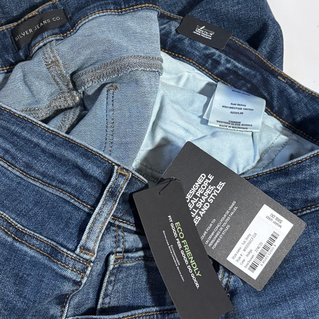 Silver Jeans Co. Plus Size 22W Suki Distressed Skinny Fit Eco Friendly Jeans NWT