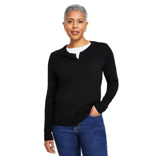 Style & Co Women's Medium Petite Black Button-Up Cardigan Sweater NWT