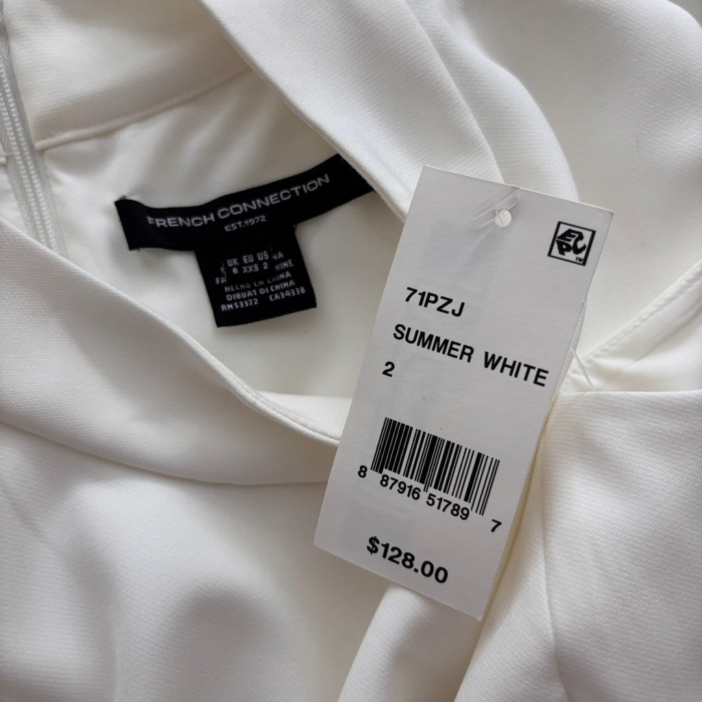 French Connection Size 2 White Sleeveless Mock Neck Sheath Mini Dress NWT