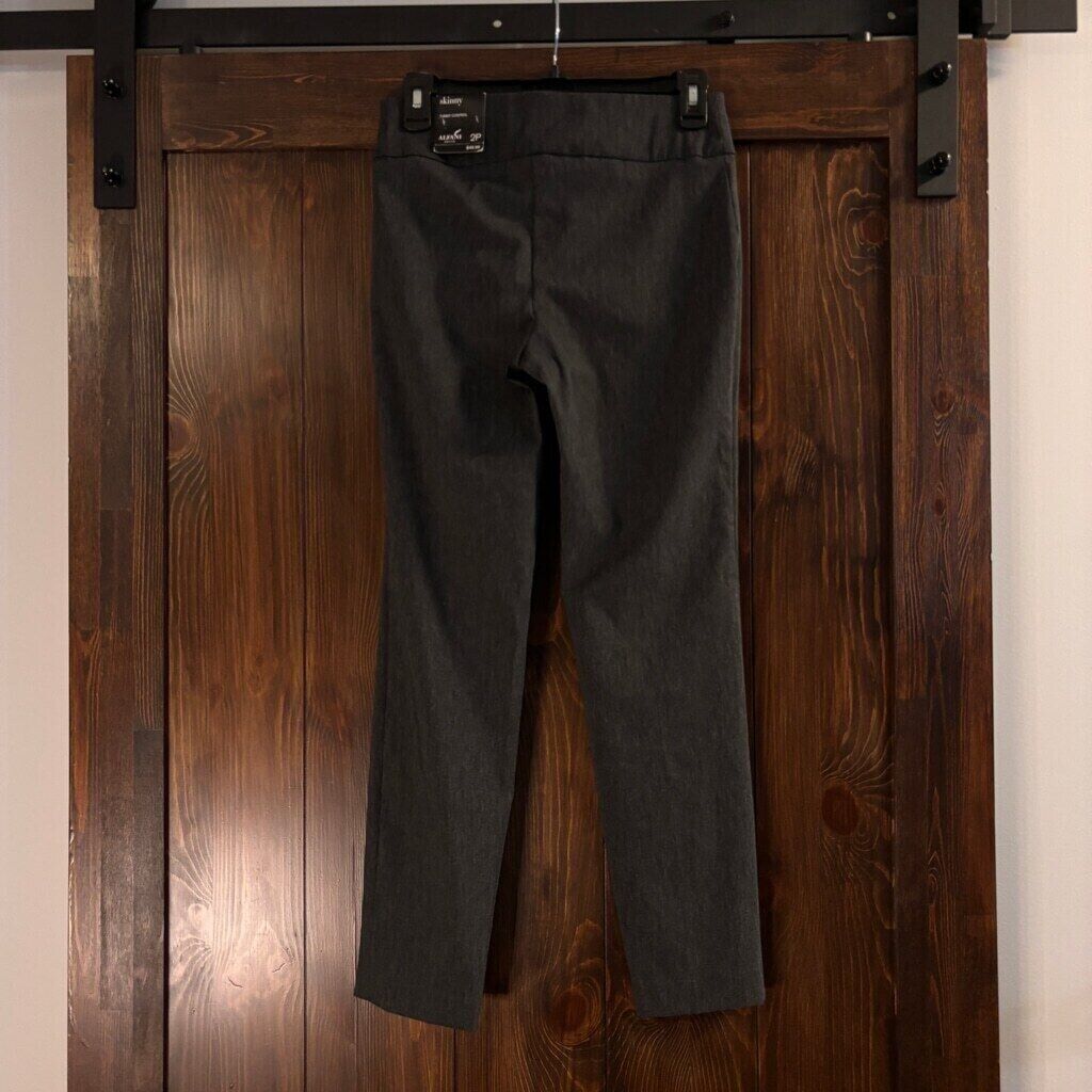 Alfani Petite Dark Grey Tummy-Control Pull-On Skinny Dress Pants NWT