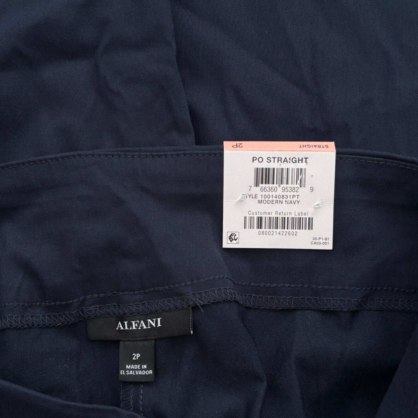 Alfani Women's Petite Navy Blue Tummy Control Straight Leg Dress Pants NWT
