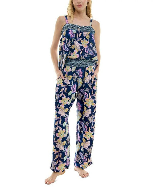 Roudelain Size Women's 2-Pc. Blue Smocked Cami & Pants Pajama Set NWT