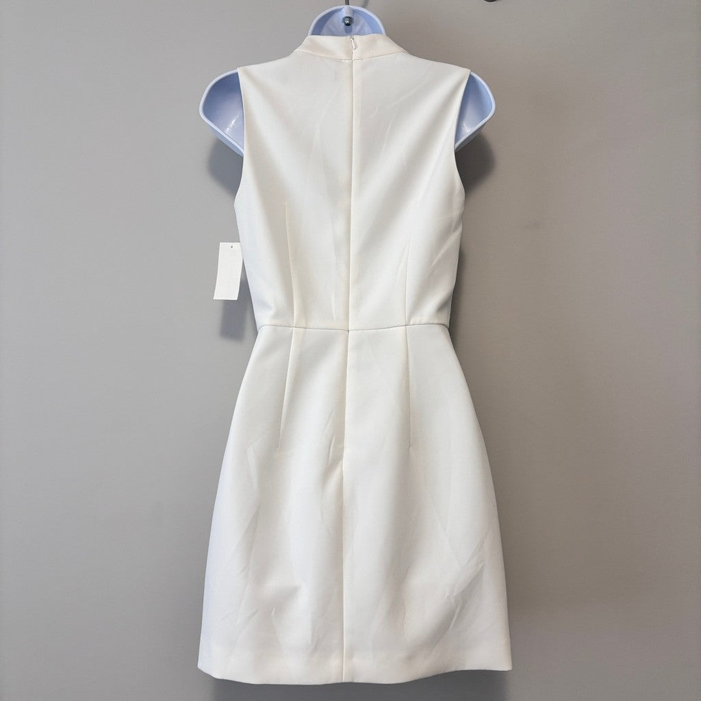 French Connection Size 2 White Sleeveless Mock Neck Sheath Mini Dress NWT