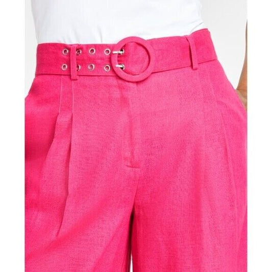 I.N.C. International Concepts Women's XXL Hot Pink Linen Cropped Wide-Leg Pants NWT