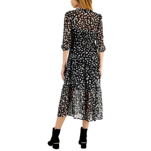 Tinsel Petite Extra Small Black & White Polka Dot Tiered Maxi Dress NWT