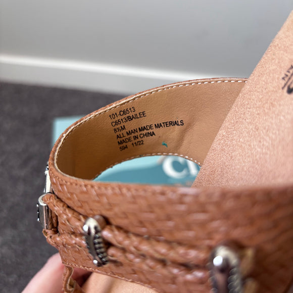 Cliffs by White Mountain Women's Size 8.5 Brown Bailee Embellished Sandals NIB