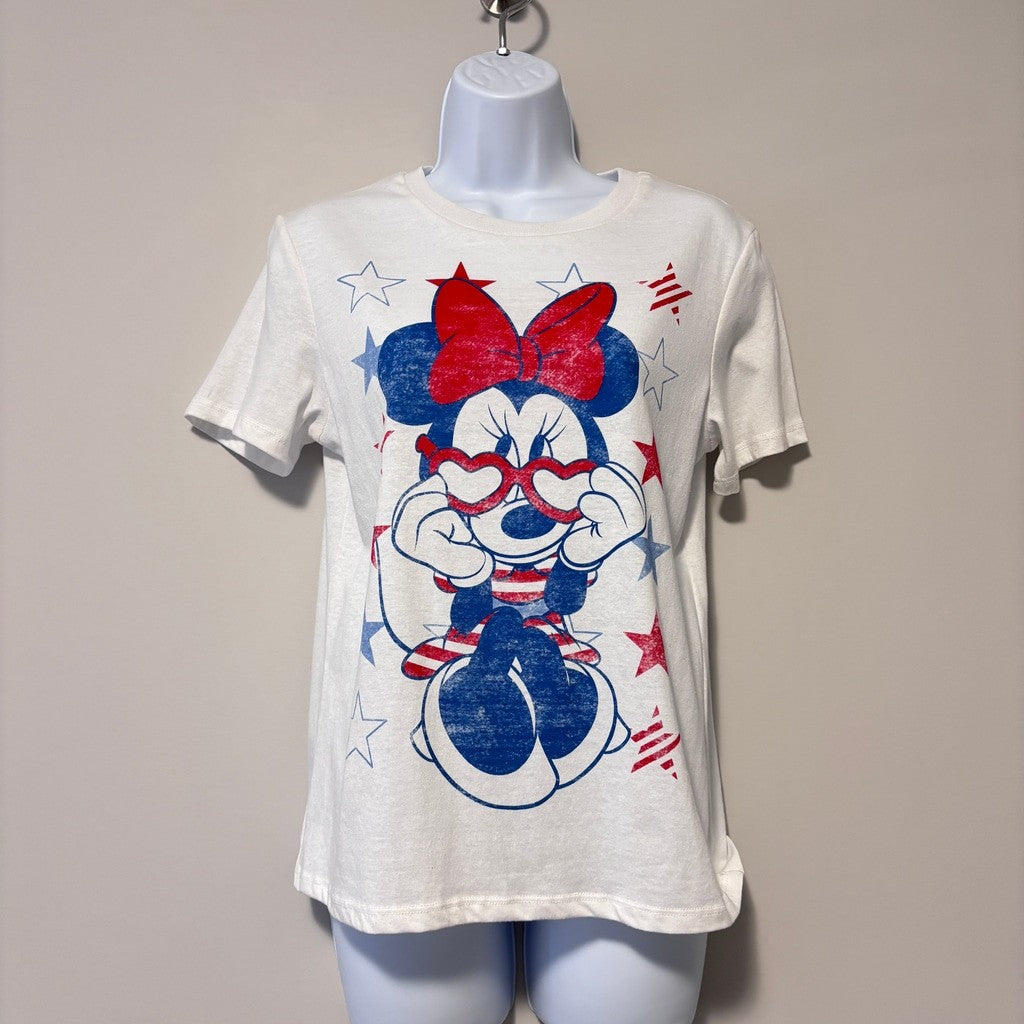 Disney Women's Extra Small Minnie Mouse Graphic Short Sleeve White T-Shirt NWT