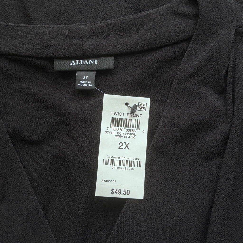 Alfani Women's Plus Size 2X Black Twisted Tank Top / Blouse NWT