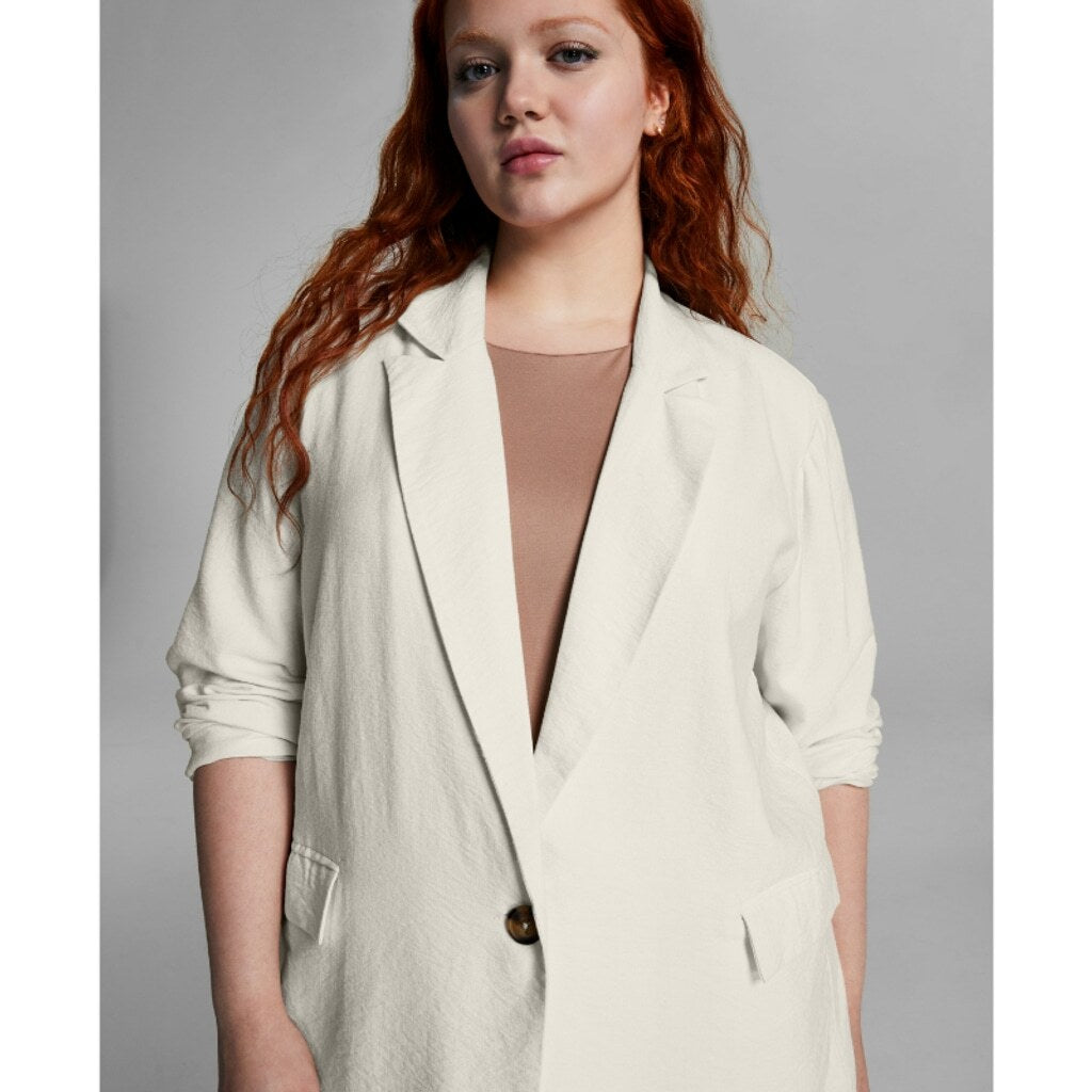 And Now This Women's Plus Size 2X Oversized Cream Button-Front Blazer NWT