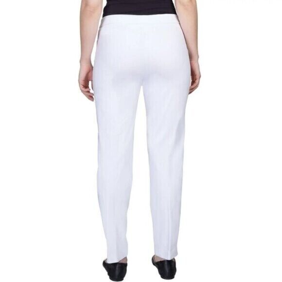 Alfred Dunner 14 Petite Classic Allure White Dress Pants With Elastic Waist NWOT