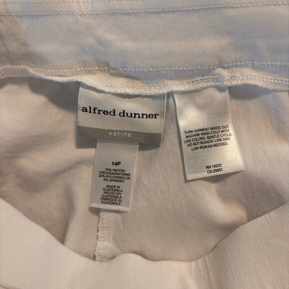 Alfred Dunner 14 Petite Classic Allure White Dress Pants With Elastic Waist NWOT