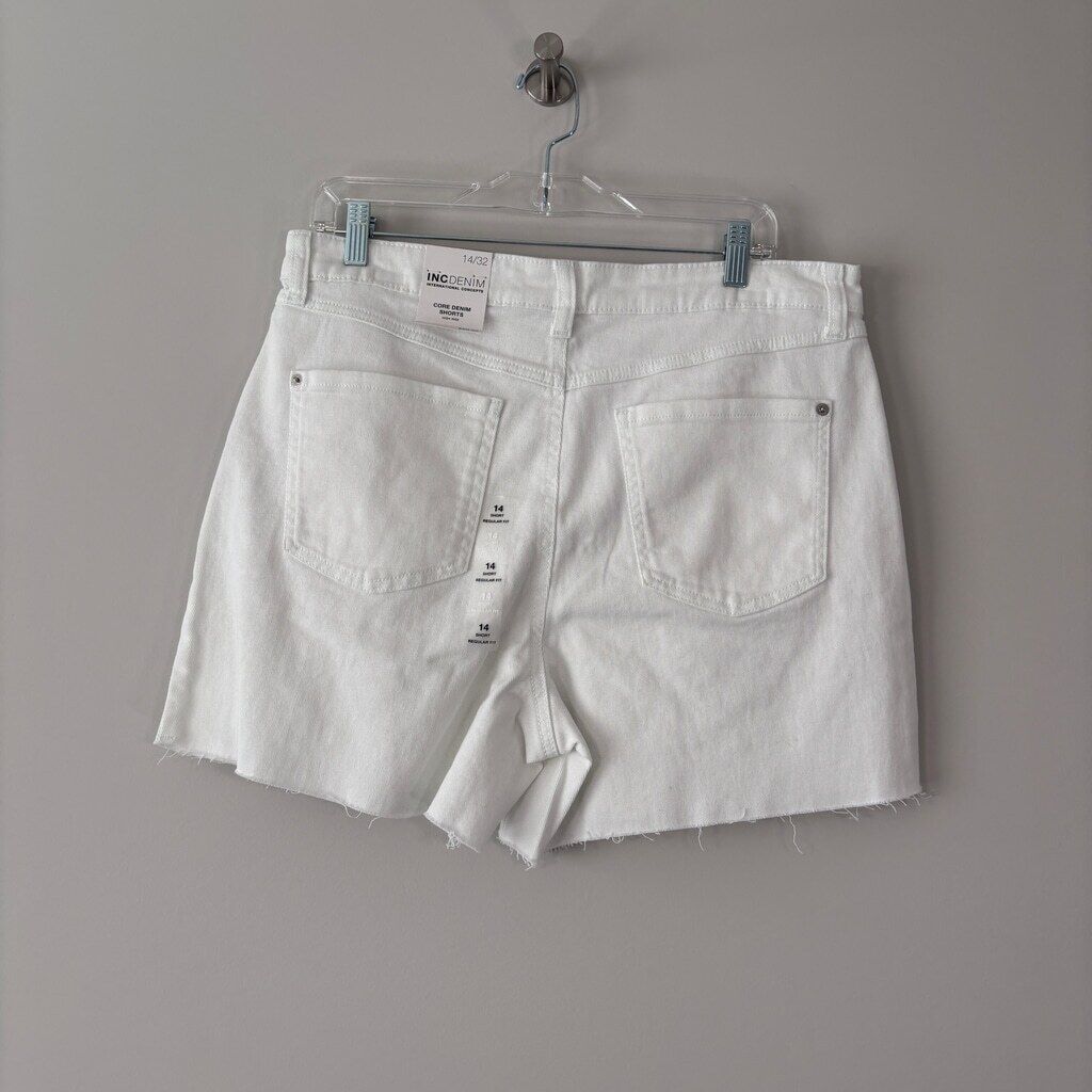INC International Concepts 14 White High-Rise Denim Shorts NWT