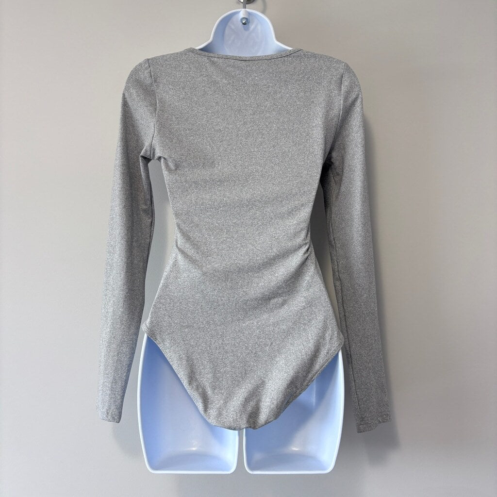 SHEIN Basics Women's Extra Small Gray Square Neck Slim Fit Tee Bodysuit NIB