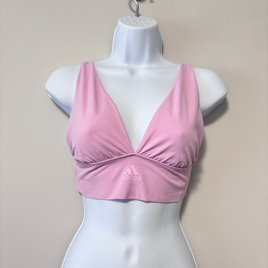 Adidas Women's Large Pink Longline Plunge Light Support Bra NWT