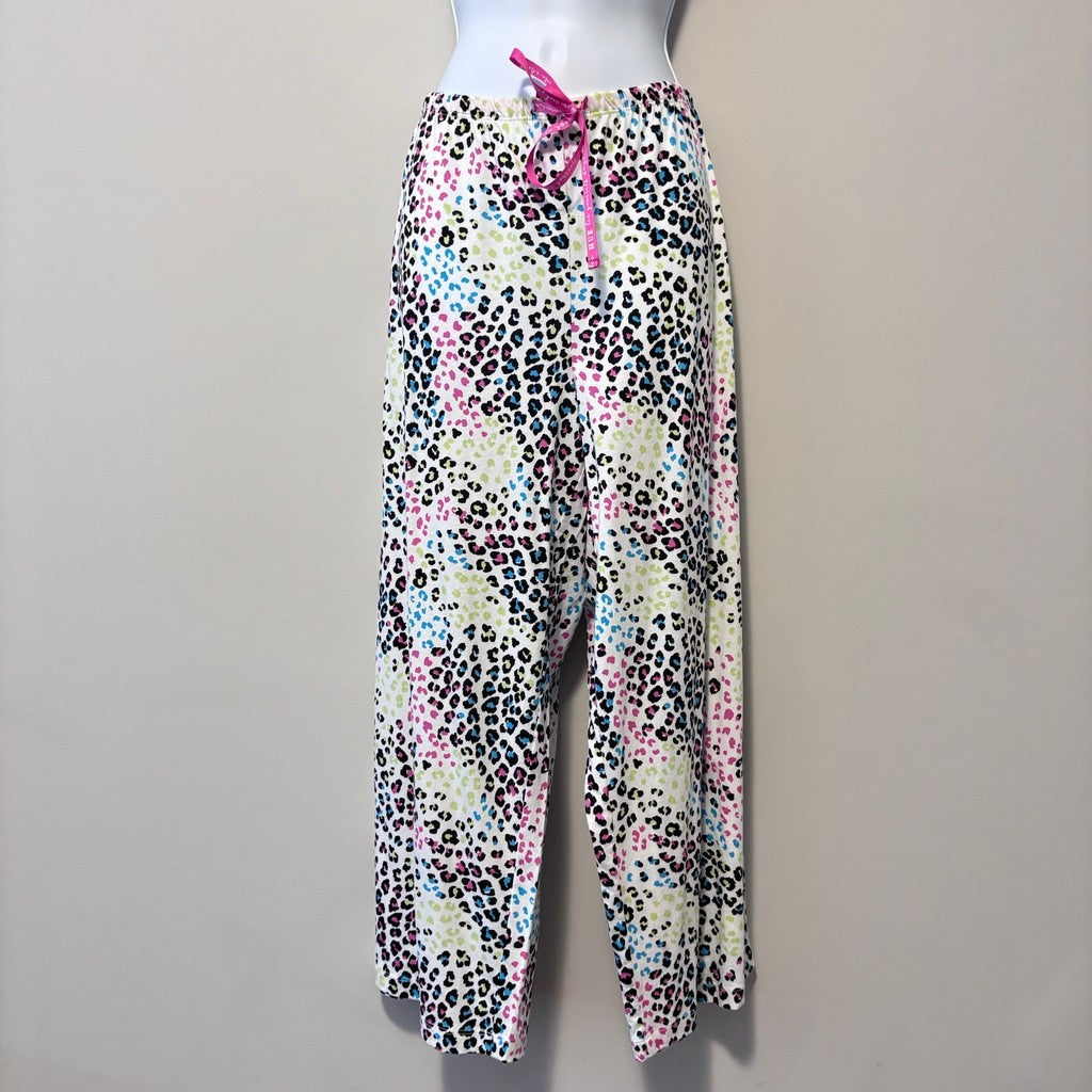 Hue Women's Size XL White & Colorful Leopard Print Capri Pajama Pants NWT