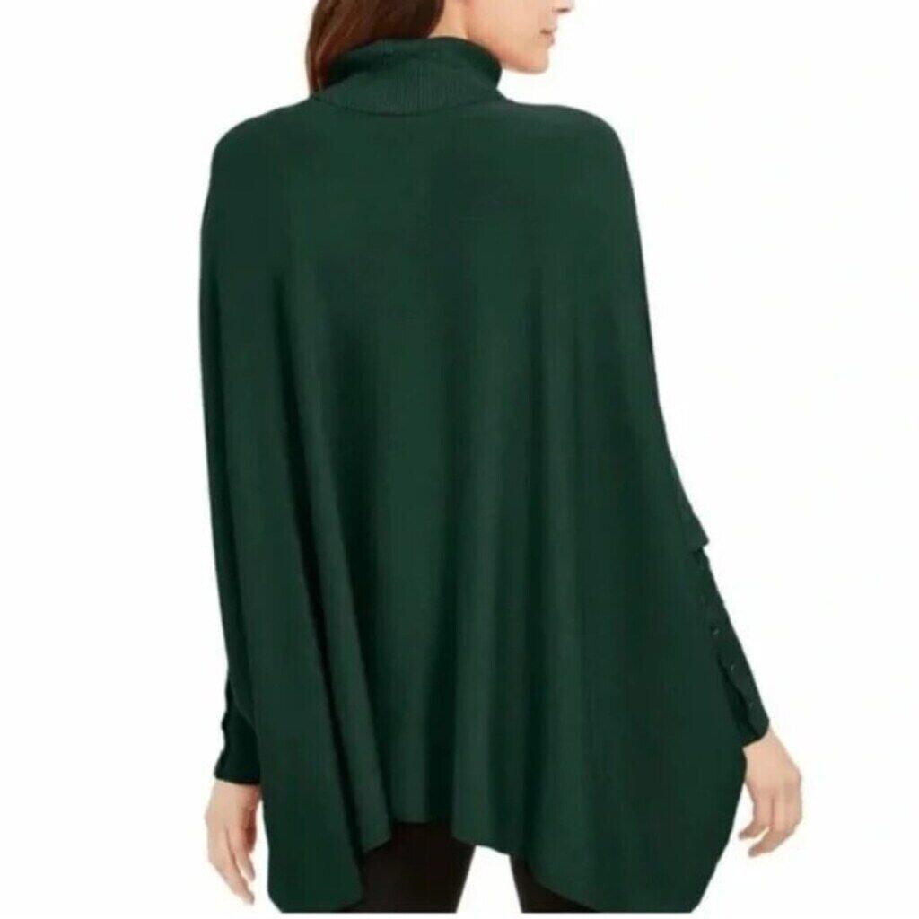 Alfani Women's Forest Green Turtleneck Poncho Sweater NWT