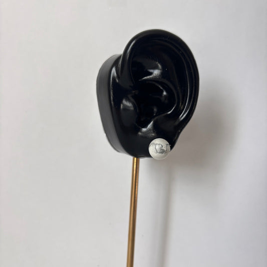 Women's Natural White Turquoise Silver Plated Round Ball Stud Earrings NWT