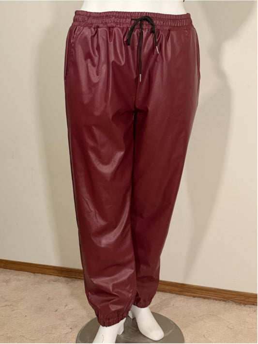 SHEIN Manfinity Size XXL Burgundy Faux Leather/Pleather Pants NWT