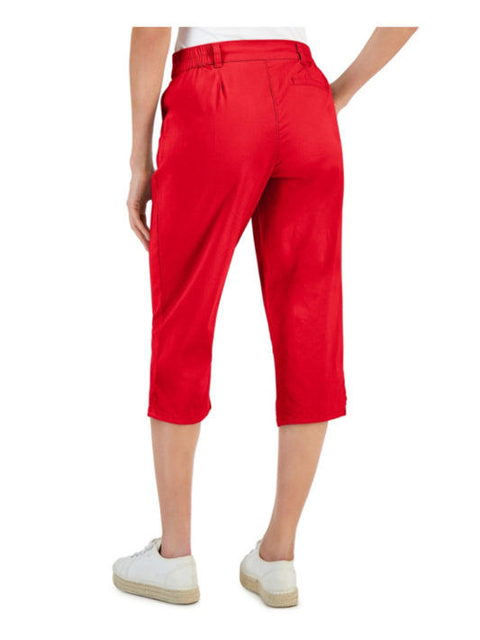 Karen Scott Size 8 Red Woven Capri Pants w/ Comfort Waist NWT