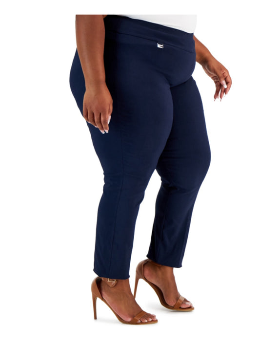 Alfani 16W Petite Skinny Tummy Control Navy Pull-On Dress Pants NWT