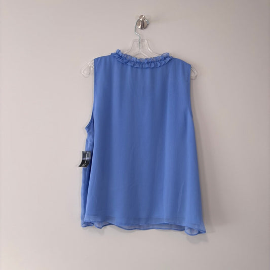 INC International Concepts Women's XL Blue Crinkle Chiffon Sleeveless Blouse NWT