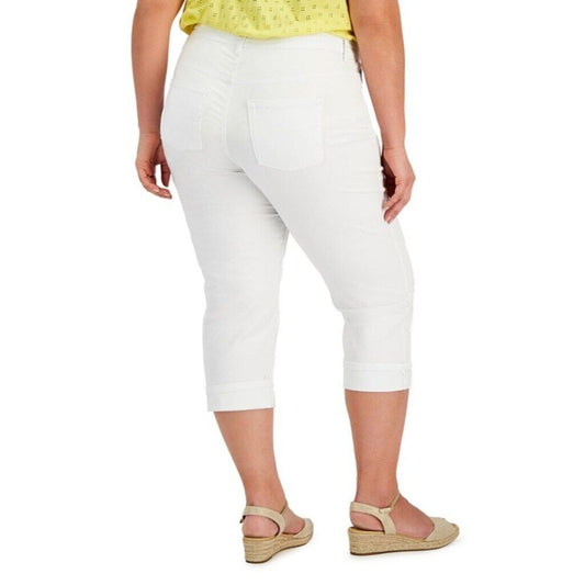 Style & Co Women's Curvy Cuffed White Capri Jeans NWT