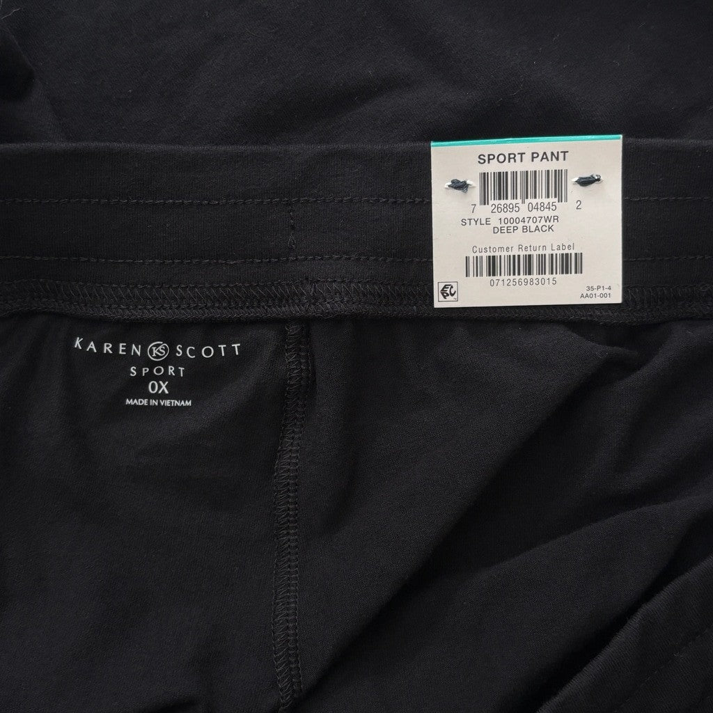 Karen Scott Plus Size 0X Black Knit Drawstring Sweat Pants / Joggers NWT