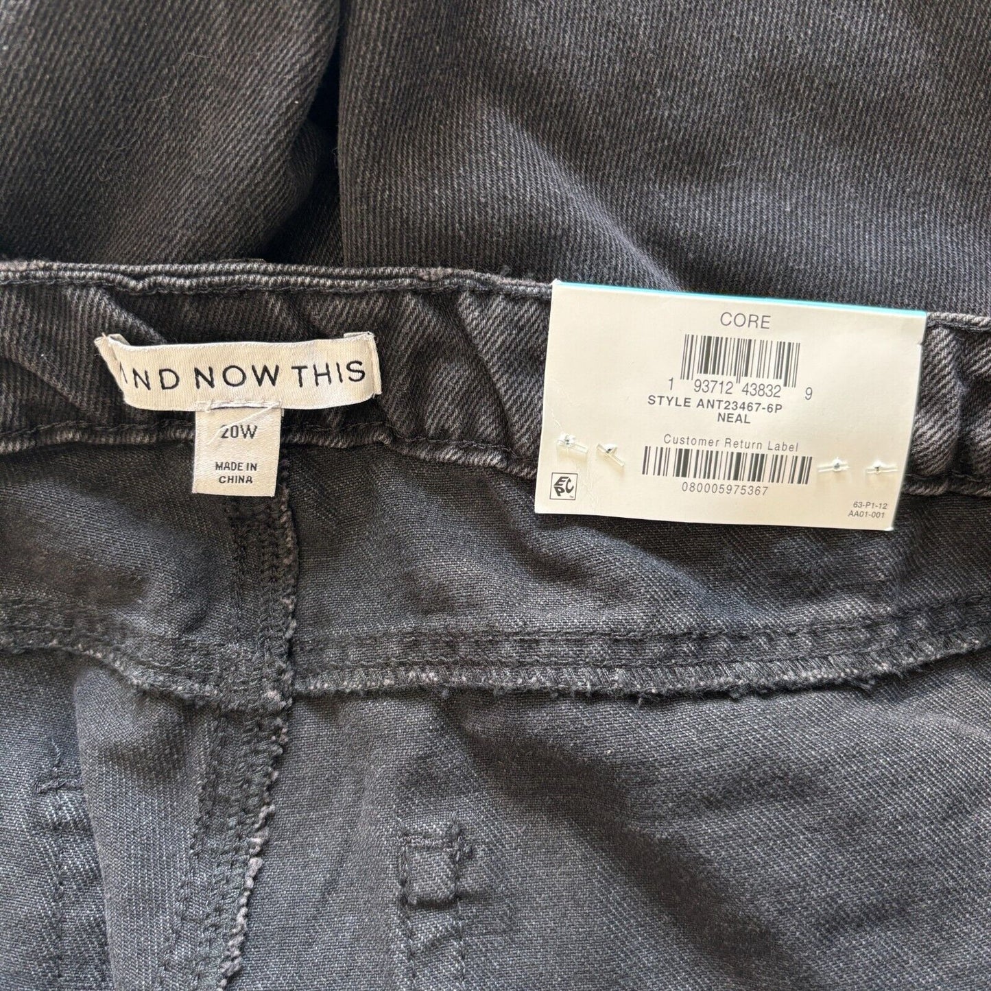 And Now This Plus Size Cotton High Rise Ripped Black Jeans NWT