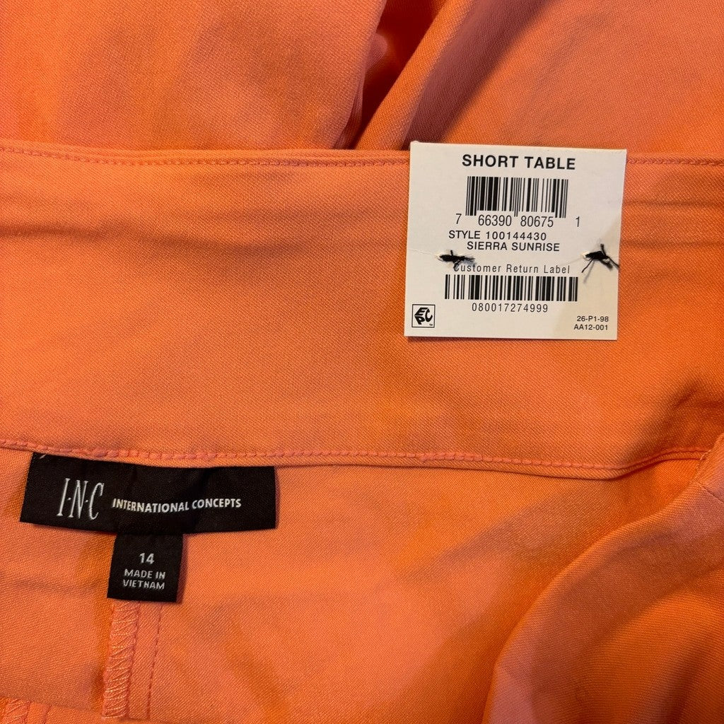 INC International Concepts Women's Size 14 Mid-Rise Pull-On Coral Shorts NWT