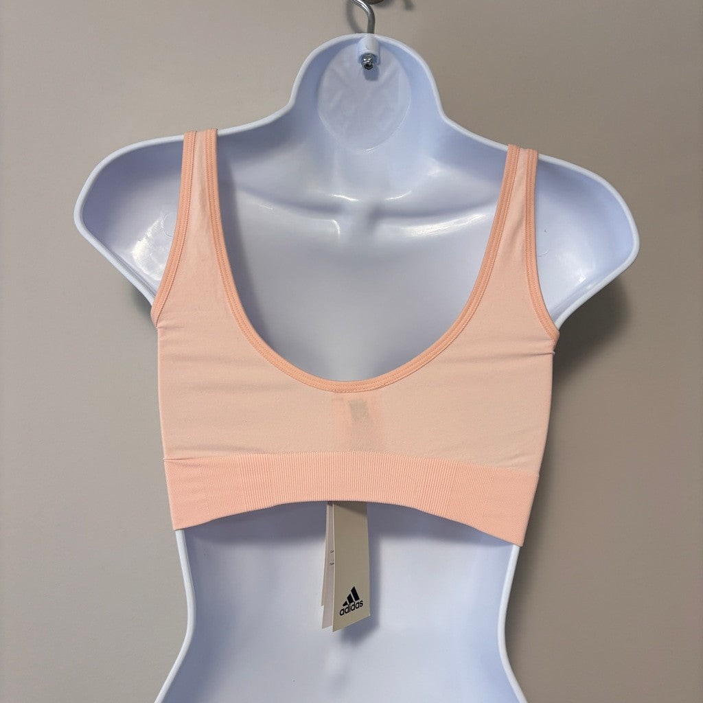 Adidas Women's Size XS Light Pink Seamless Scoop Medium Impact Lounge Bra NWT