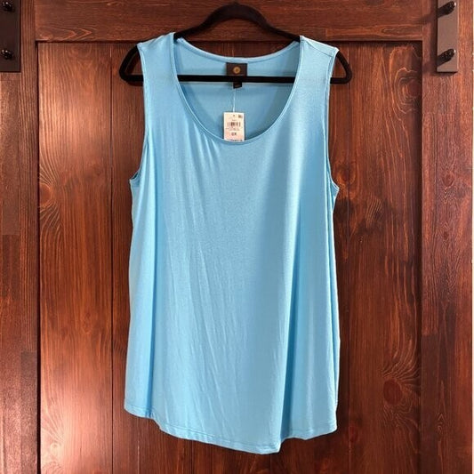JM Collection Women's Plus Size 0X Blue Solid Tank Top NWT