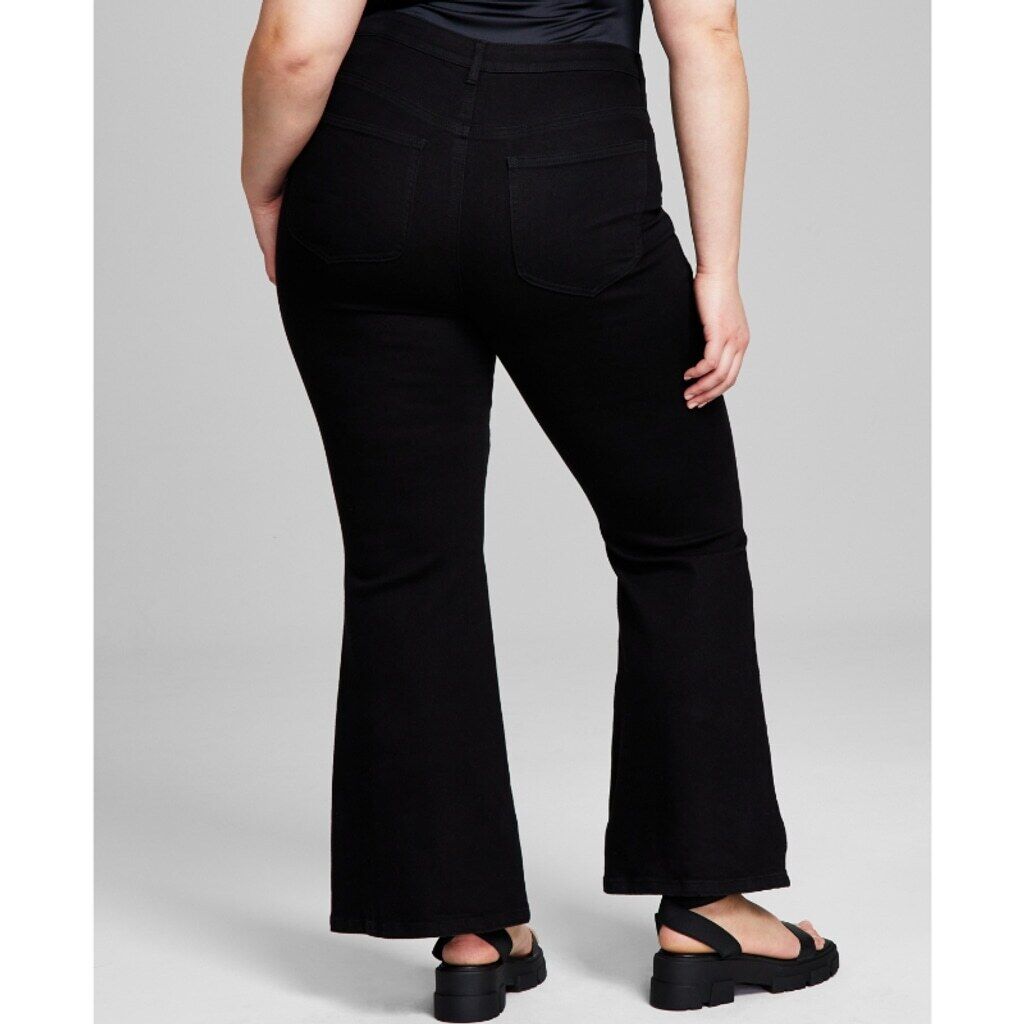And Now This Women's Plus Size 16W Black High Rise Flare Jeans NWT