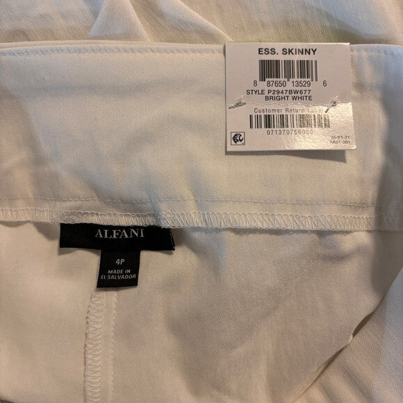 Alfani Petite White Tummy-Control Pull-On Skinny Dress Pants NWT
