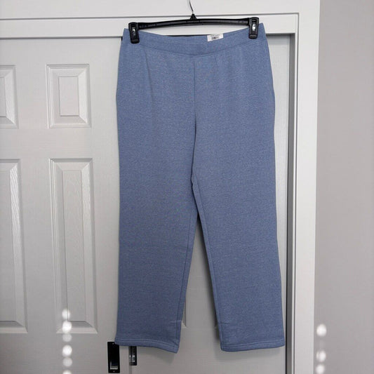 Karen Scott Women's Large Light Blue Fleece Knit Mid-Rise Pull-On Pants NWT