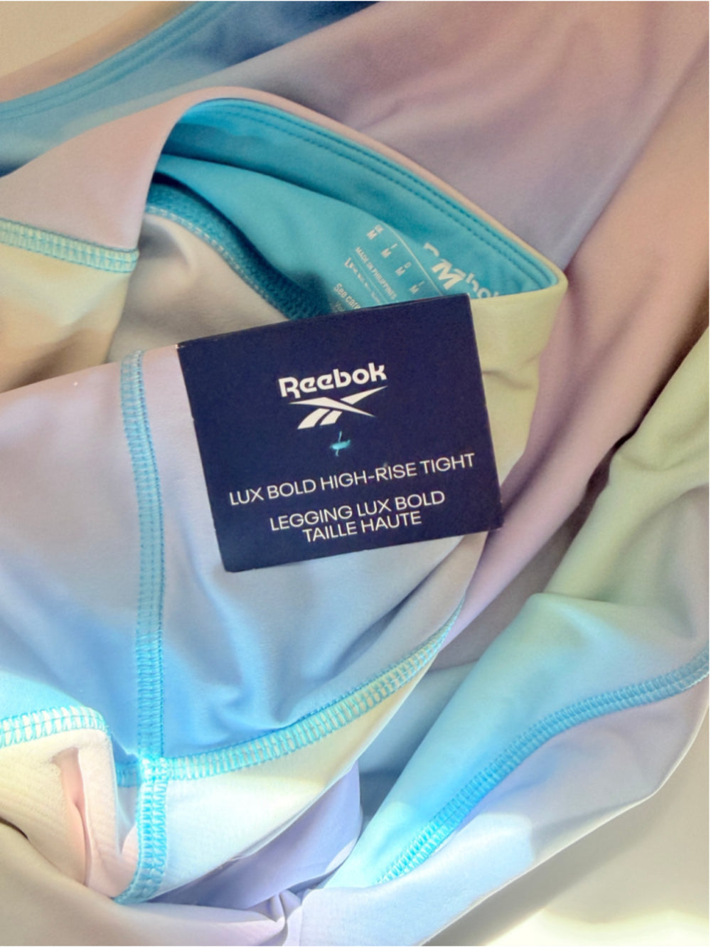 Reebok Women's Medium Blue Lux Bold High Rise Tie Dye Printed Leggings NWT