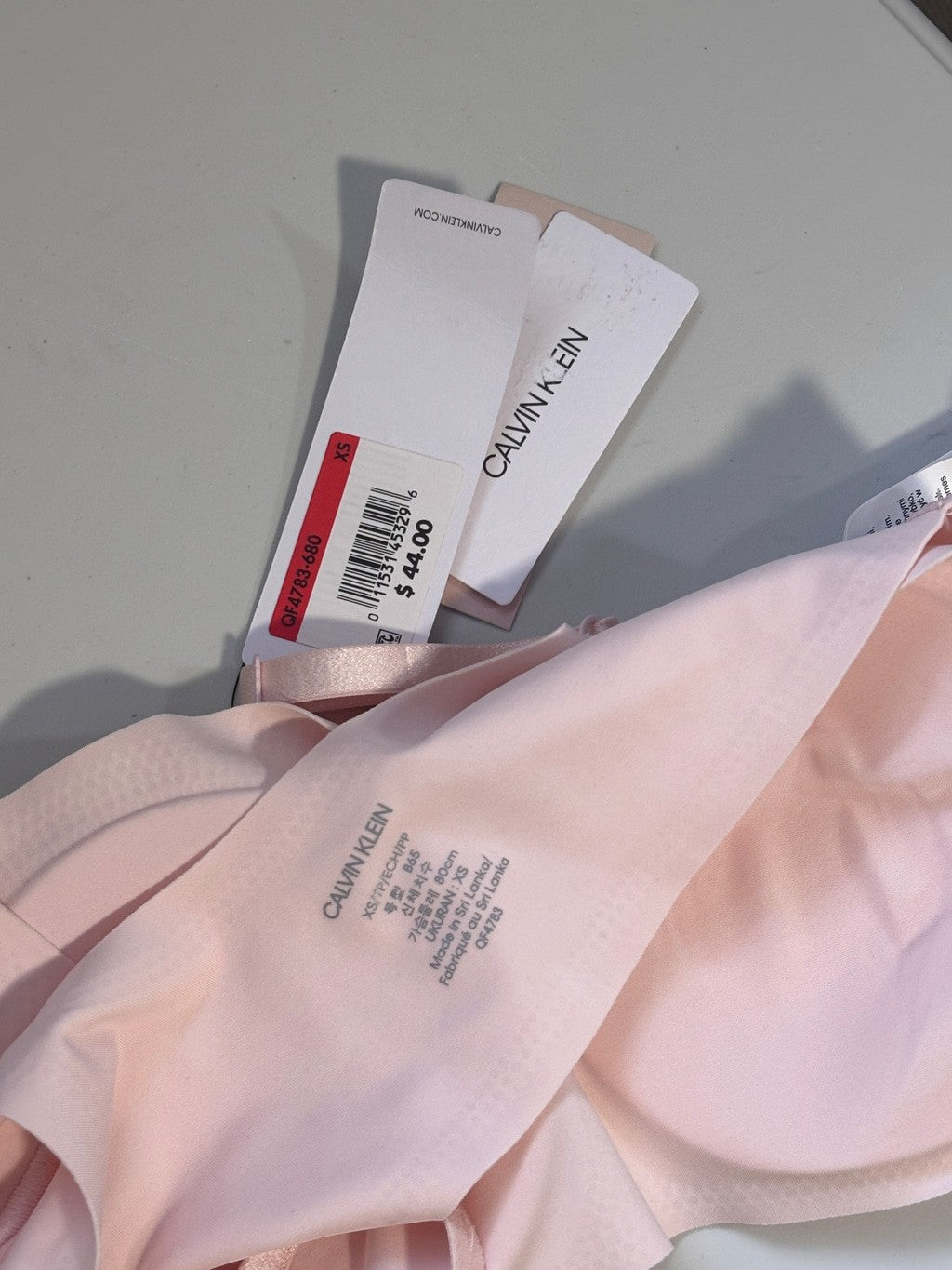 Calvin Klein XS Light Pink Seamless Invisibles Comfort Bralette NWT