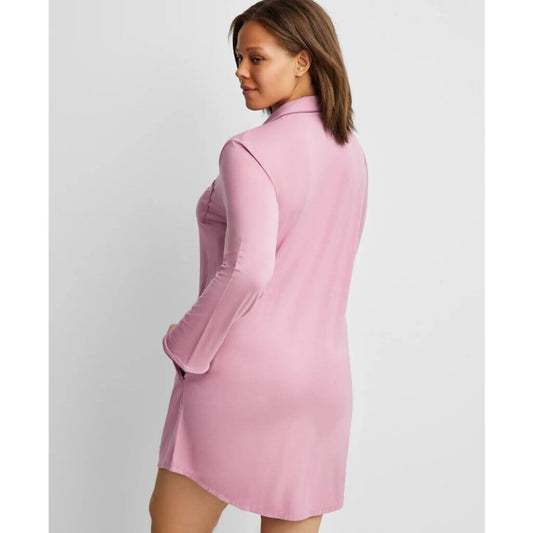 State of Day Women's Purple Button-Down Super Soft Long-Sleeved Sleepshirt NWT