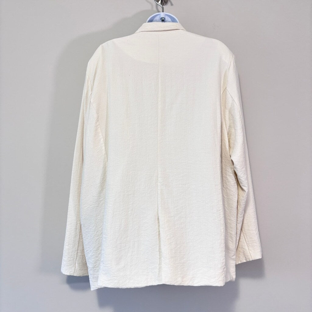 And Now This Women's Plus Size 2X Oversized Cream Button-Front Blazer NWT