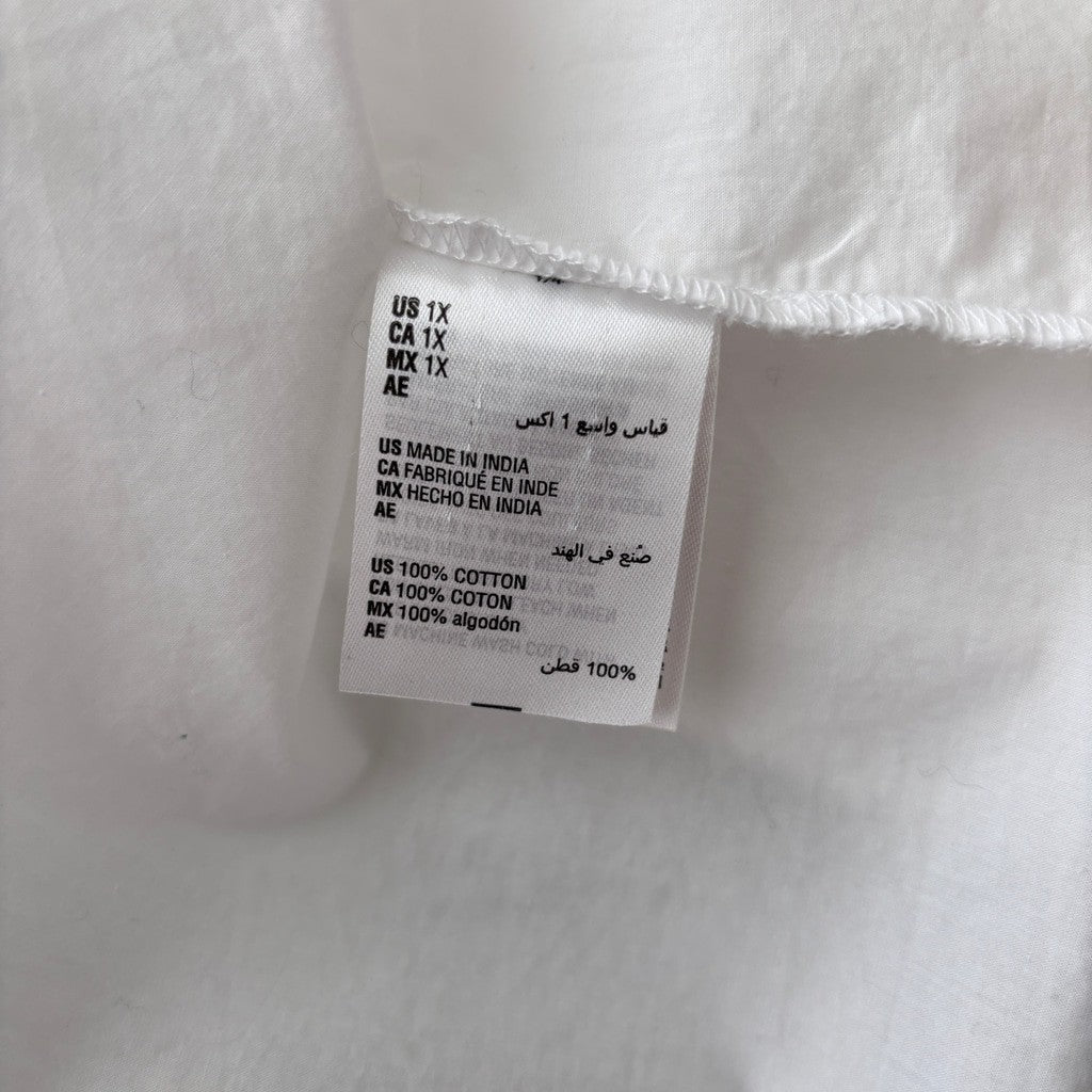 Style & Co Women's 1X Plus Size 100% Cotton Solid White Button Up Shirt NWT