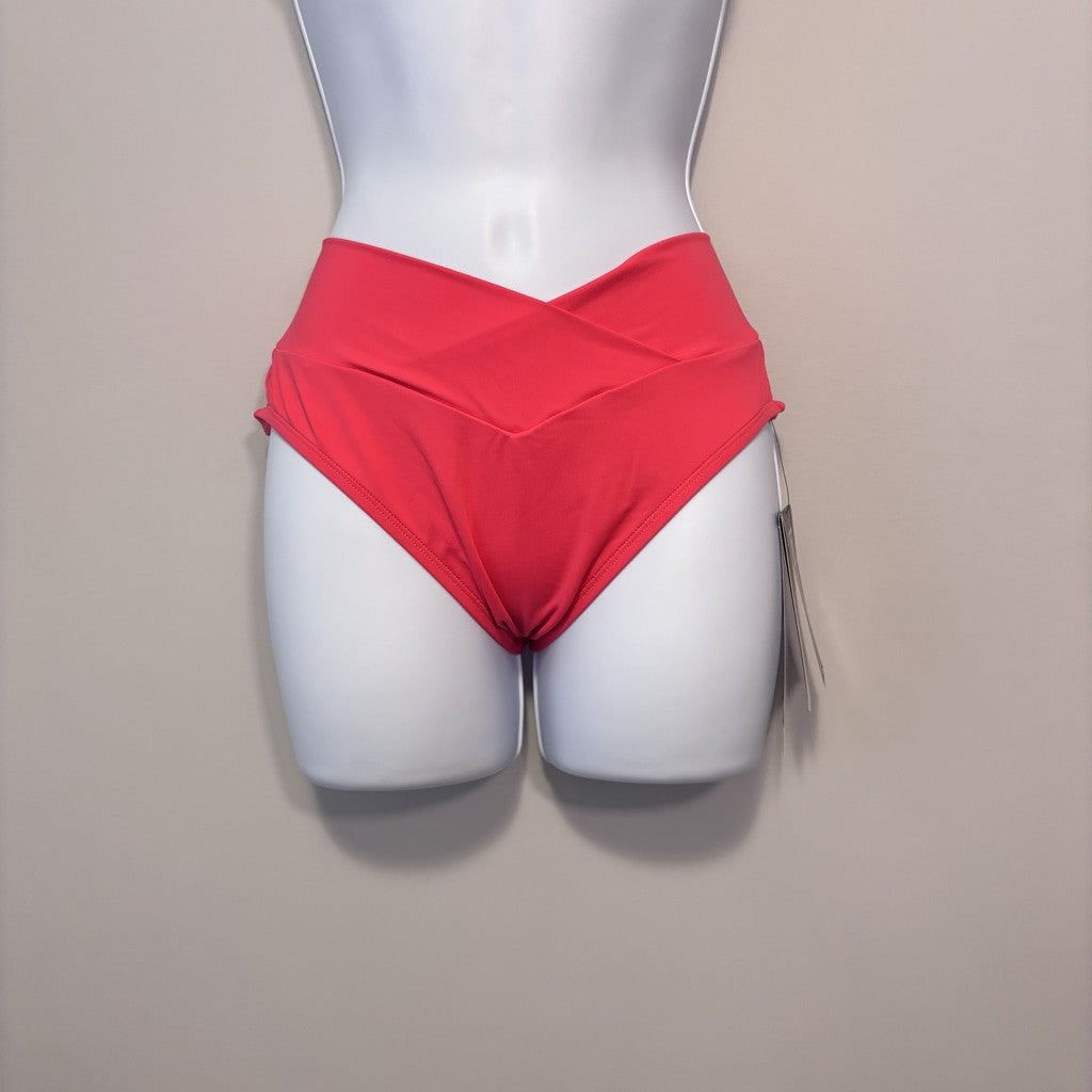Coco Reef Women's Medium Coral Pink Solid Crossover Bikini Bottoms Swimwear NWT