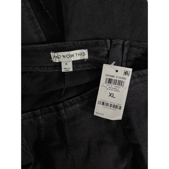 And Now This Women's Size XL Black Wash Back-Slit Denim Midi Skirt NWT