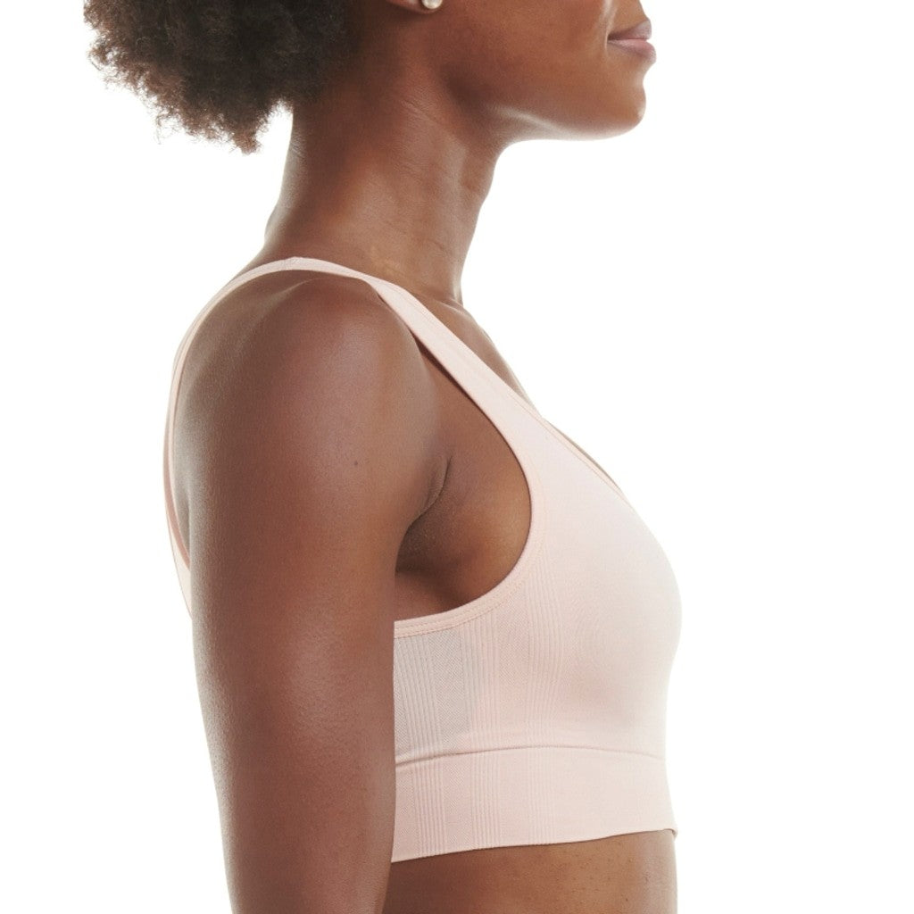 Adidas Women's Size XS Light Pink Seamless Scoop Medium Impact Lounge Bra NWT