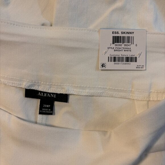 Alfani Women's Size 20WP Plus & Petite White Pull-On Skinny Dress Pants NWT
